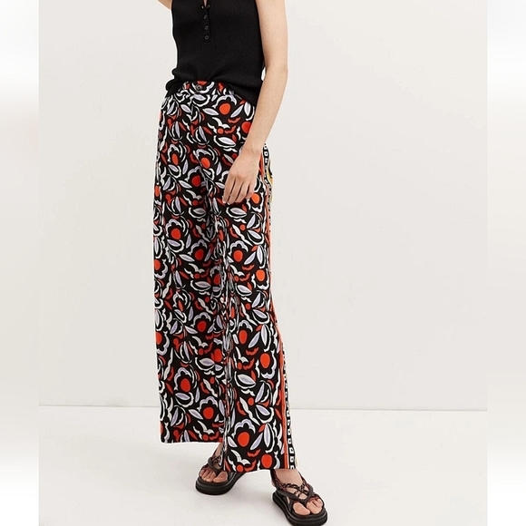Anthropologie Breezy Straight Pant Red Motif Print Pants-Size 2 - Picture 1 of 17